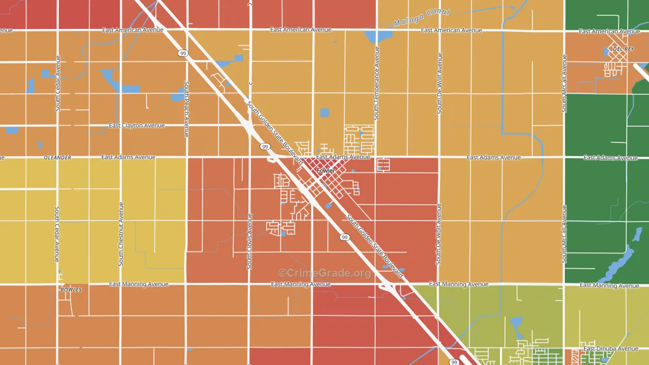 Fowler, CA Map of Assault Rates