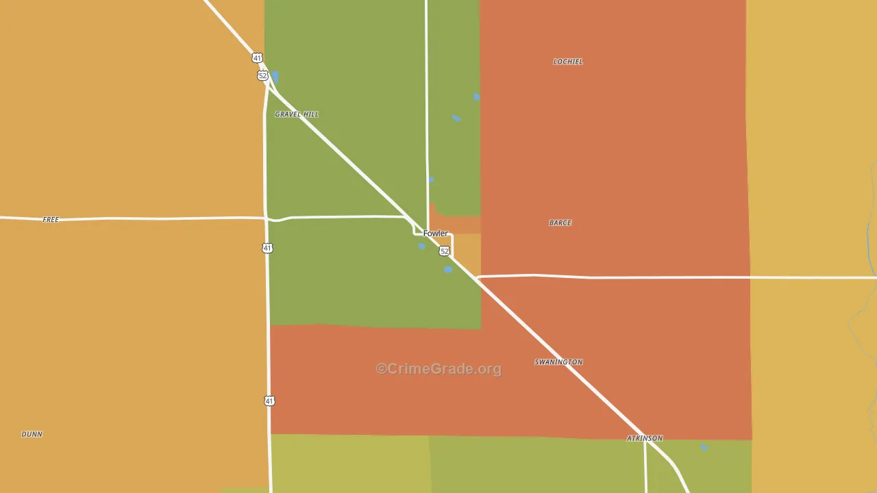 Fowler, IN Map of Assault Rates