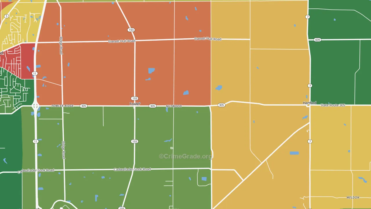 Fowler, OH Map of Assault Rates