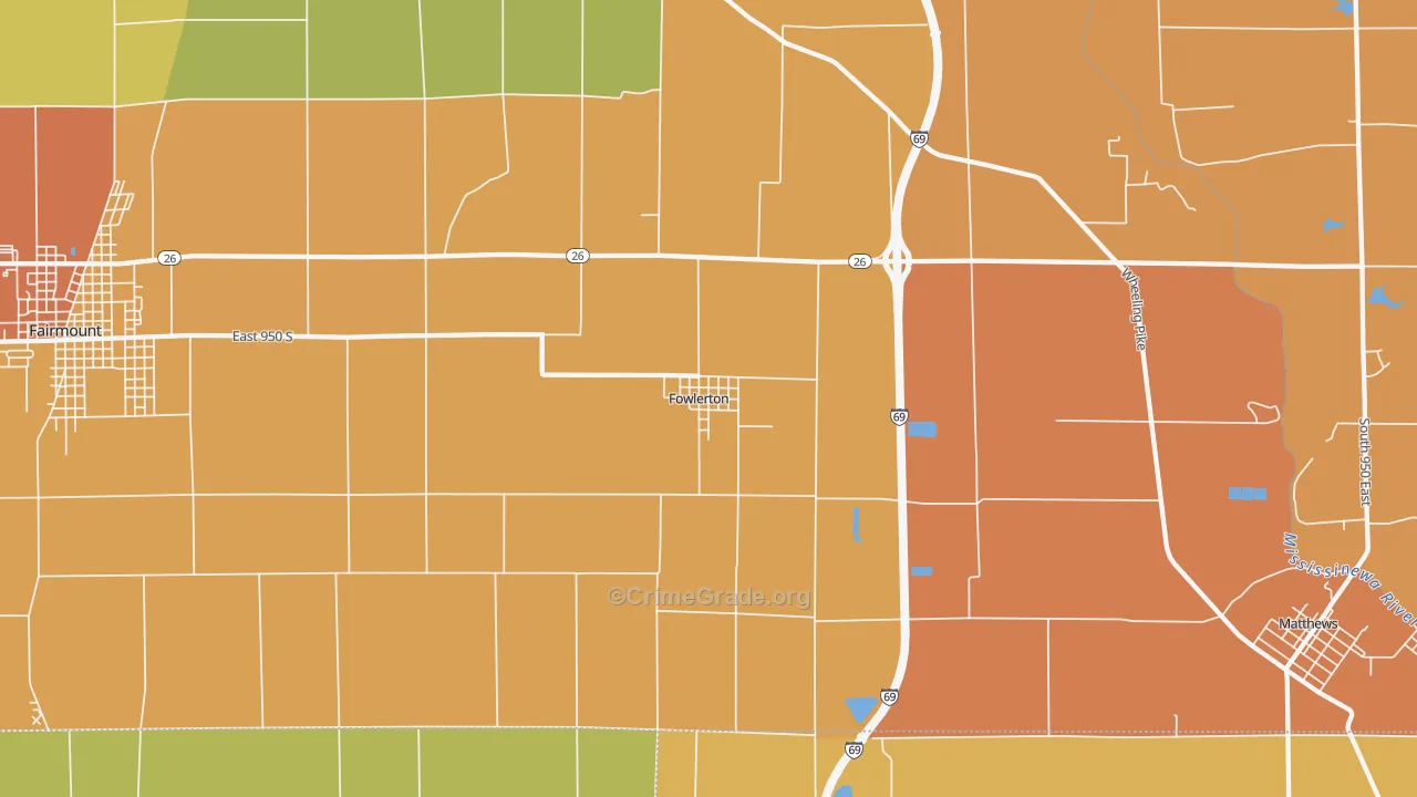 Fowlerton, IN Map of Assault Rates