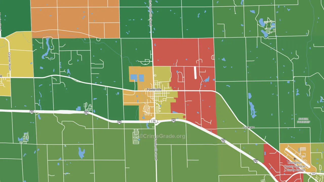 Fowlerville, MI Map of Assault Rates