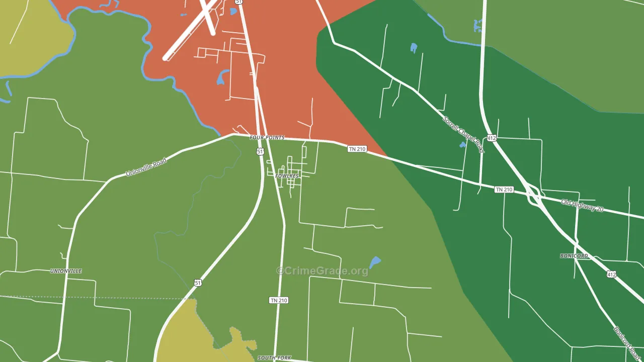 Fowlkes, TN Map of Assault Rates