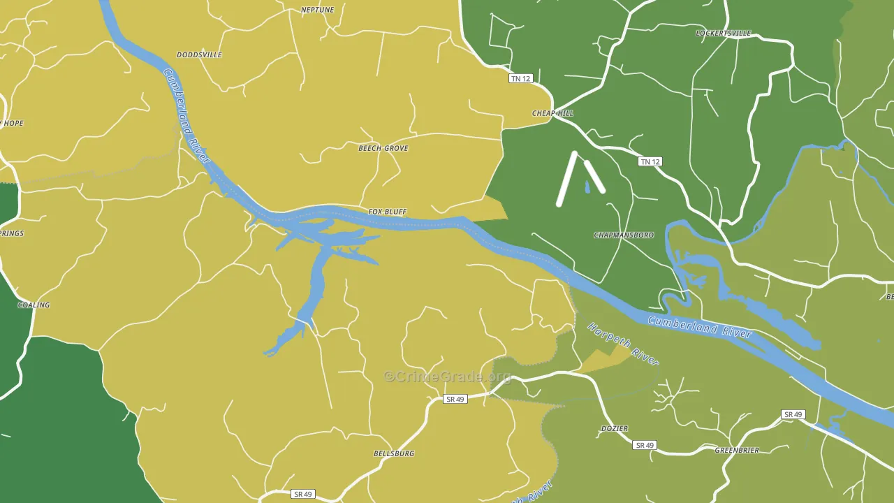 Fox Bluff, TN Map of Assault Rates