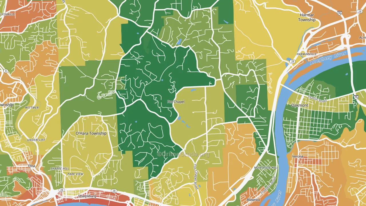 Fox Chapel, PA Map of Assault Rates