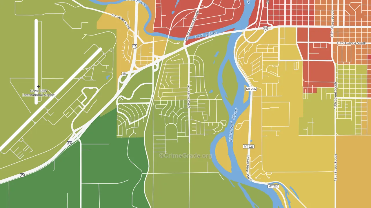 Fox Farm, Great Falls, MT Map of Assault Rates