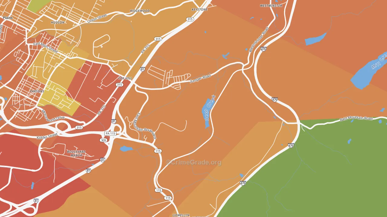 Fox Hill, PA Map of Assault Rates