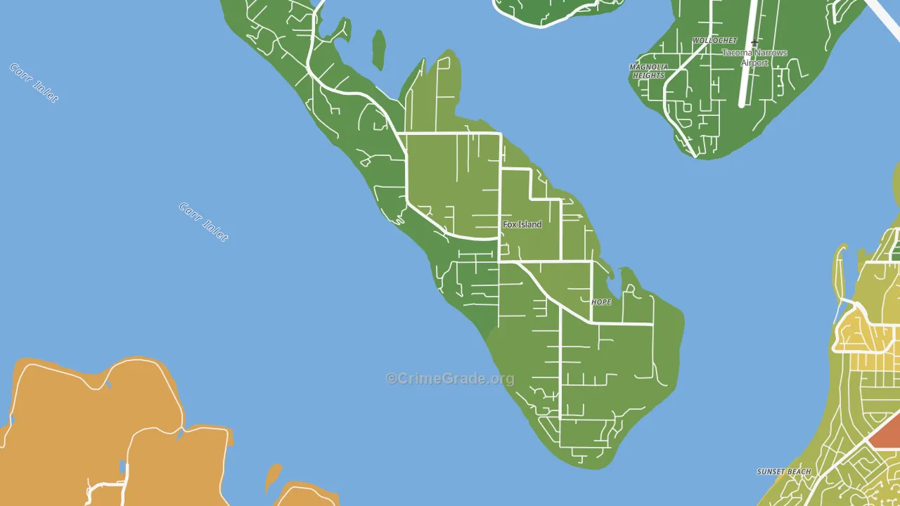 Fox Island, WA Map of Assault Rates