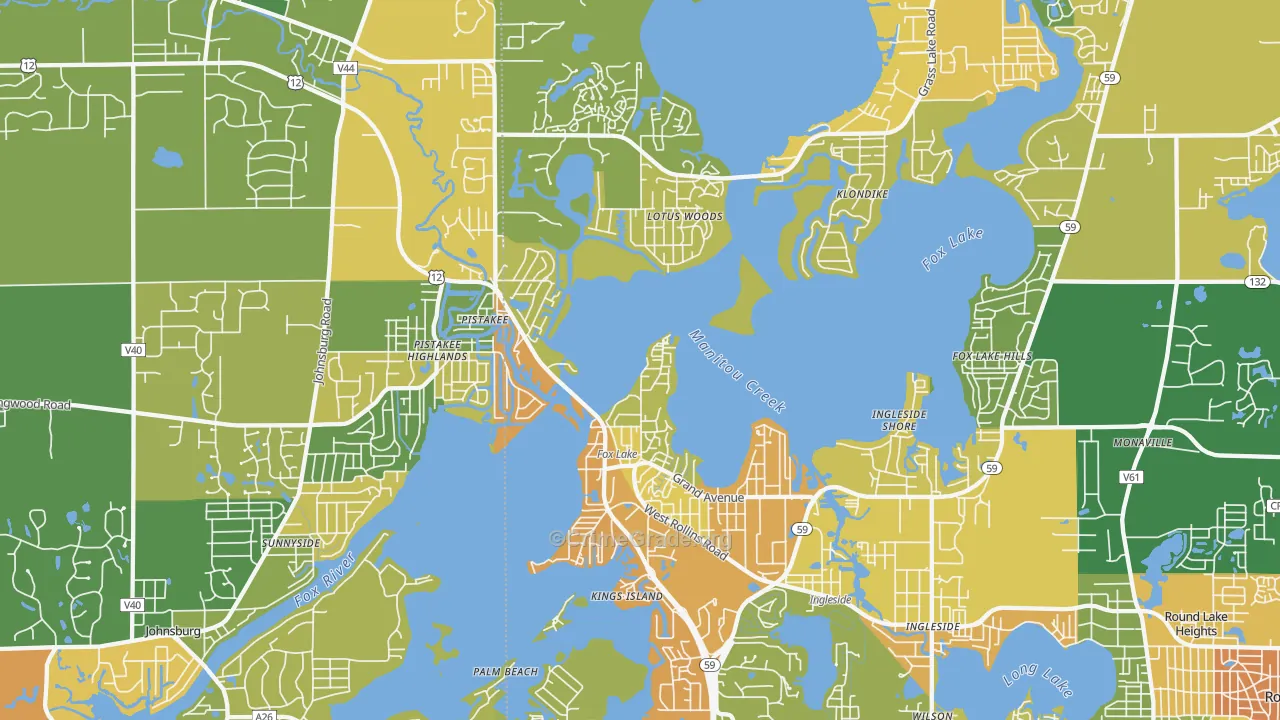 Fox Lake, IL Map of Assault Rates