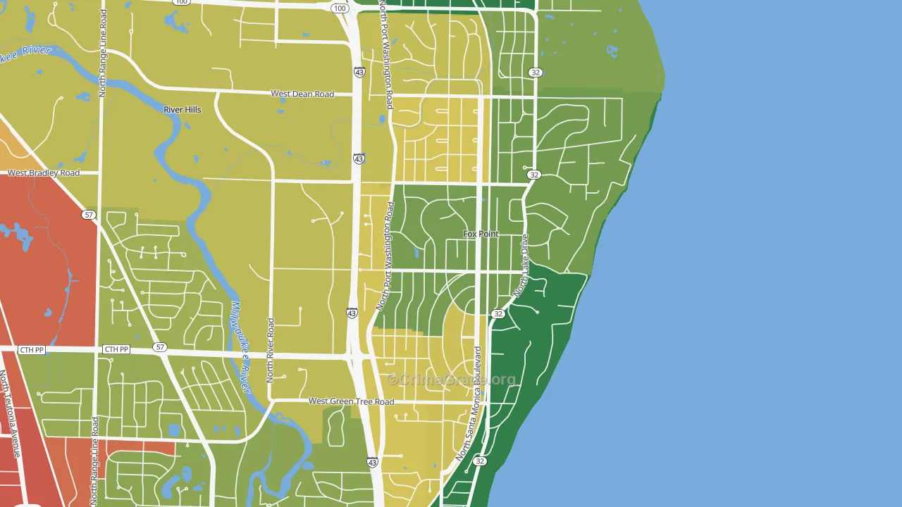 Fox Point, WI Map of Assault Rates
