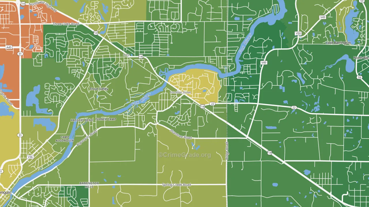 Fox River Grove, IL Map of Assault Rates