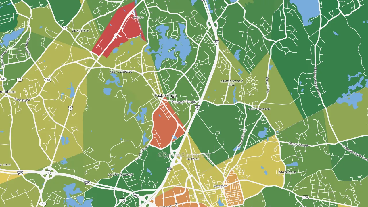 Foxboro, MA Map of Assault Rates