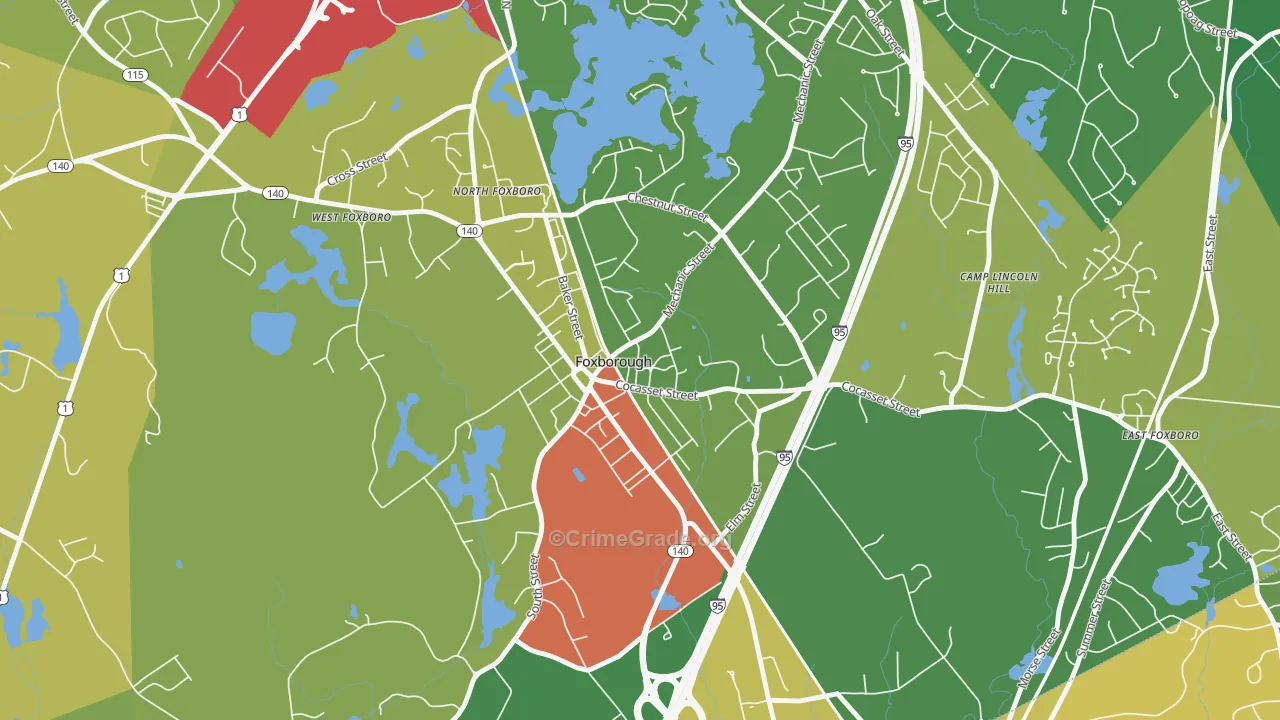 Foxborough, MA Map of Assault Rates