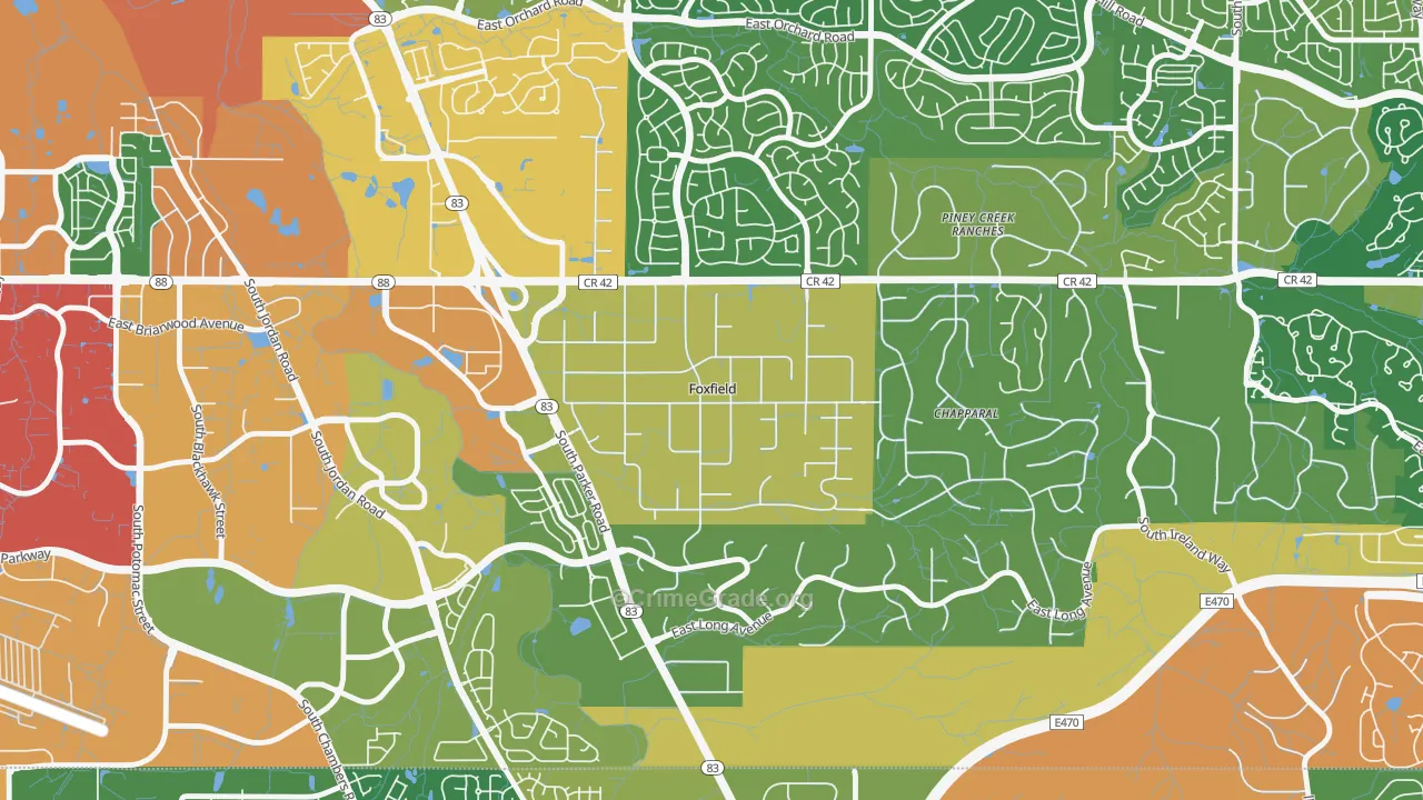 Foxfield, CO Map of Assault Rates