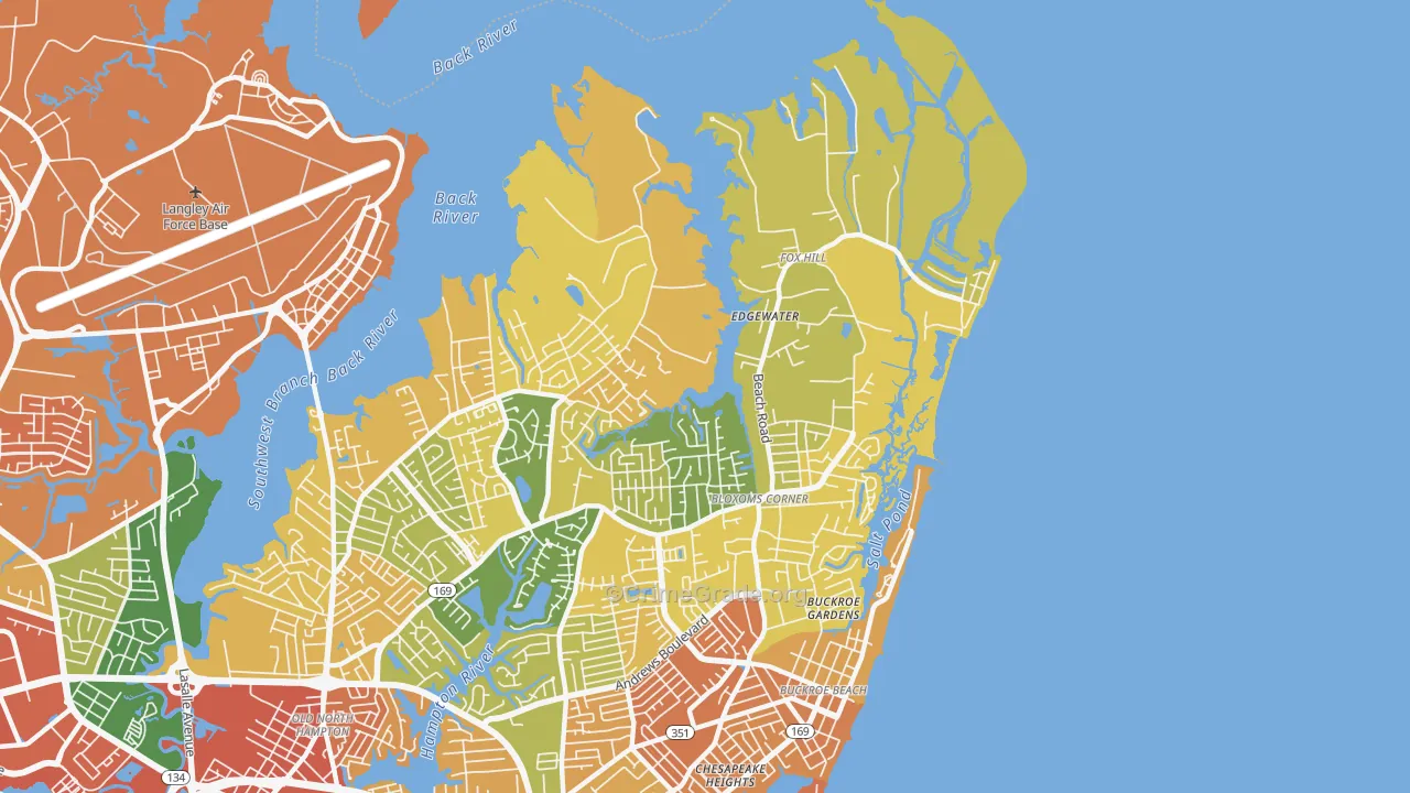Foxhill, Hampton, VA Map of Assault Rates