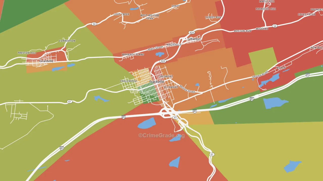 Frackville, PA Map of Assault Rates