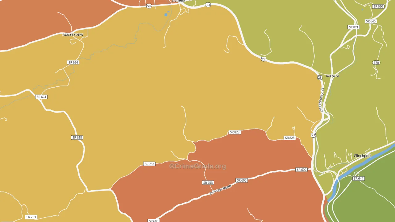 Fraleytown, VA Map of Assault Rates