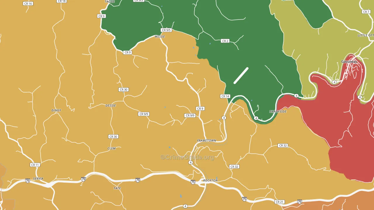 Frametown, WV Map of Assault Rates