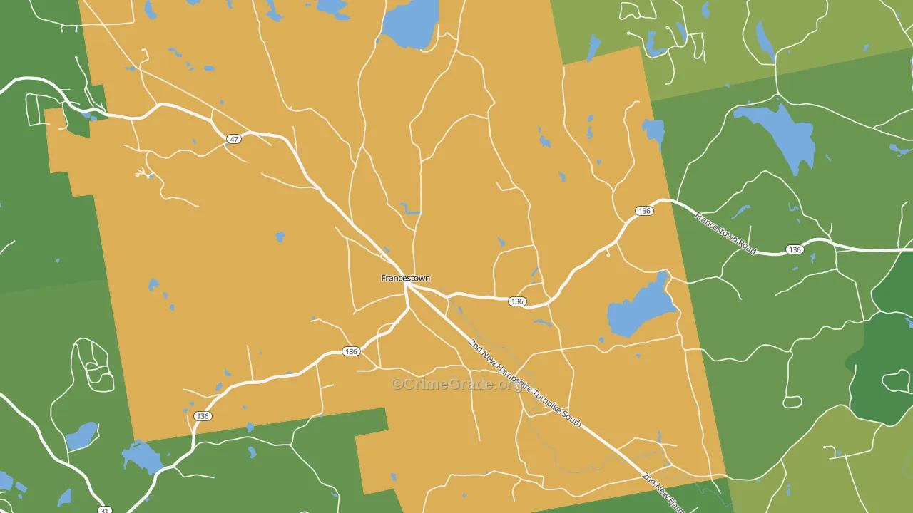 Francestown, NH Map of Assault Rates