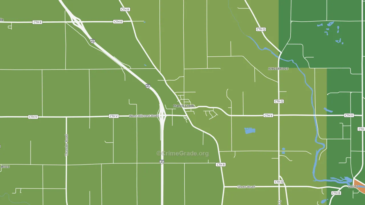 Francis Creek, WI Map of Assault Rates