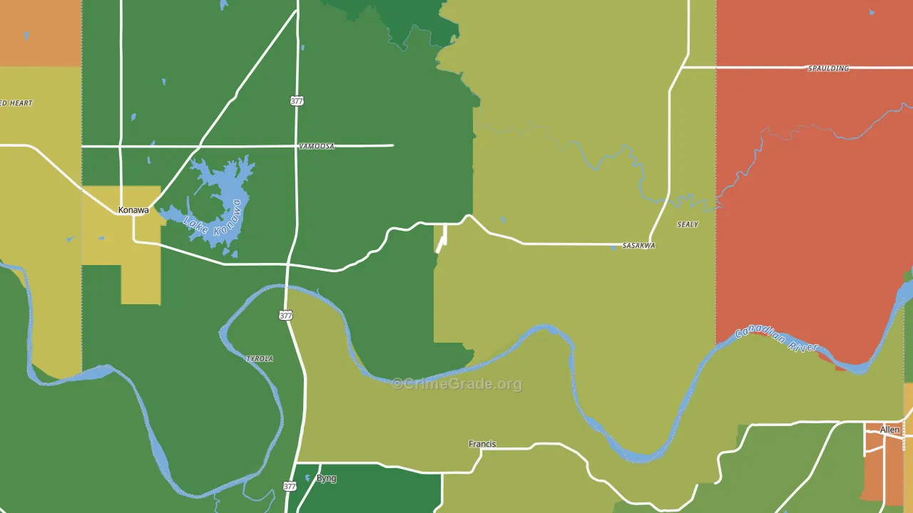 Francis, OK Map of Assault Rates