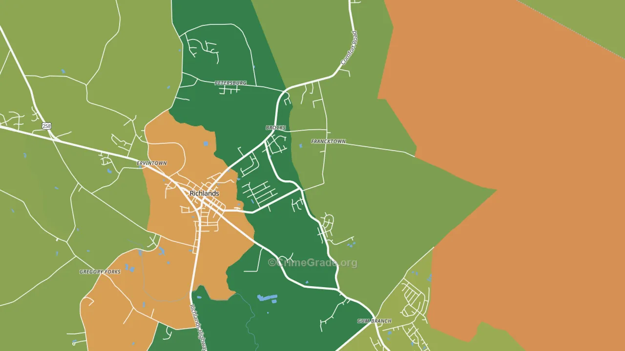 Francktown, NC Map of Assault Rates