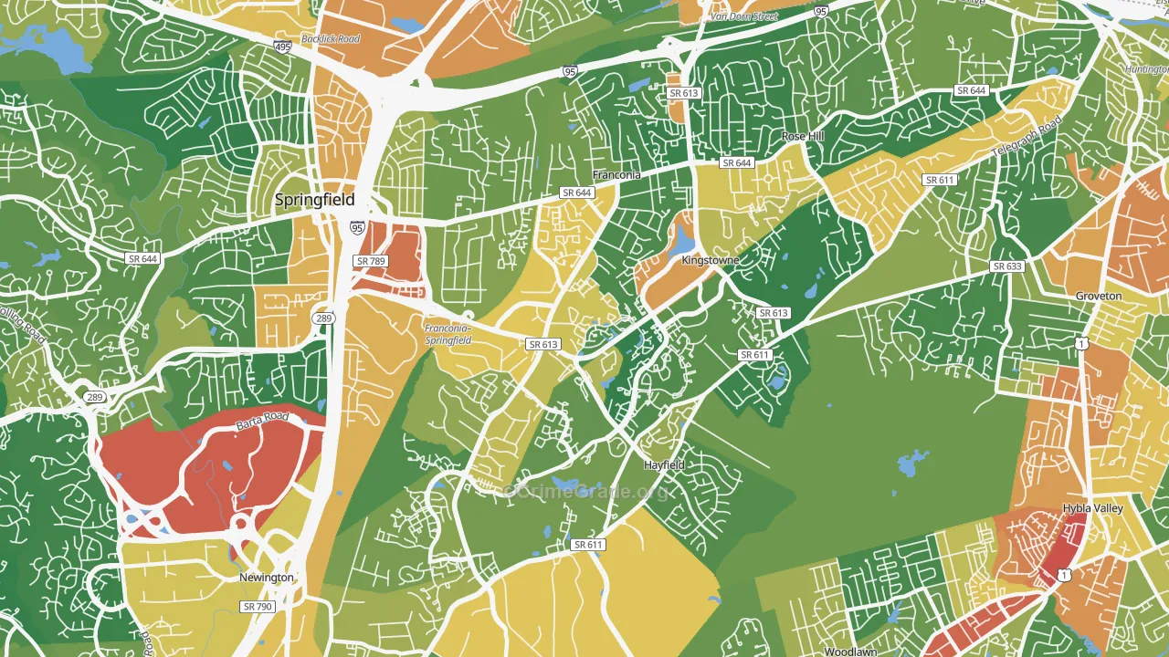 Franconia, VA Map of Assault Rates