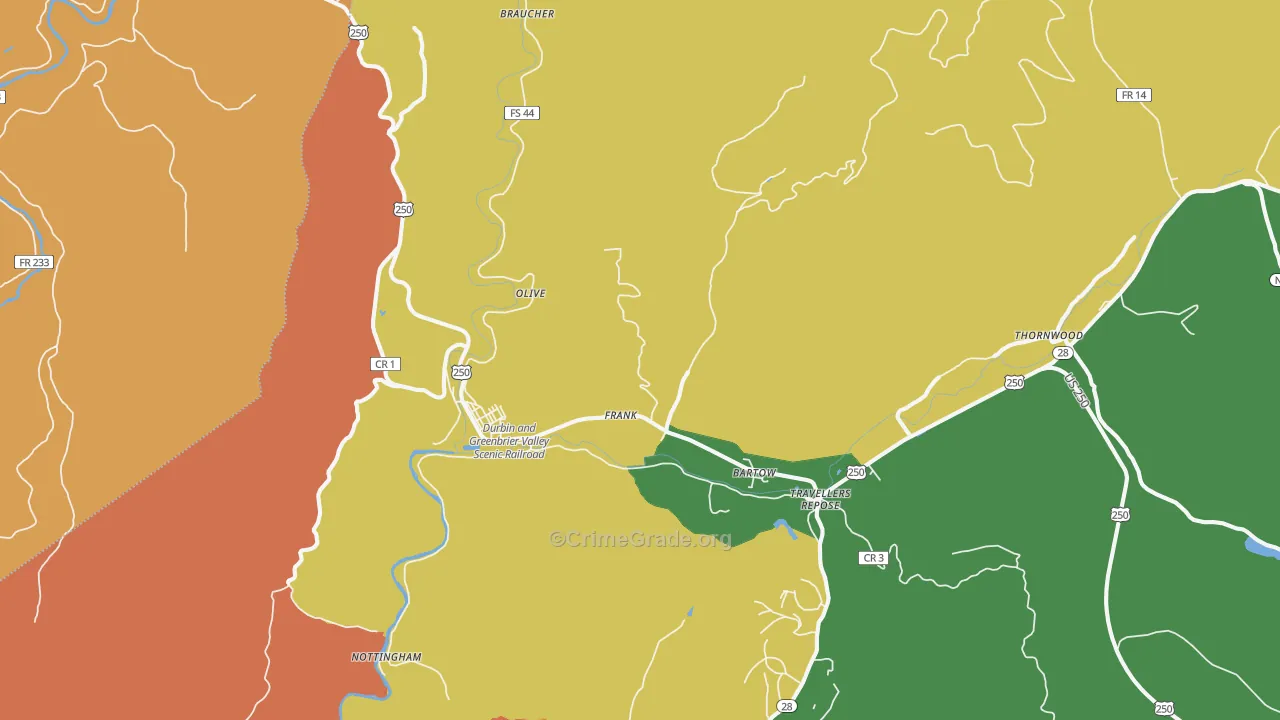 Frank, WV Map of Assault Rates