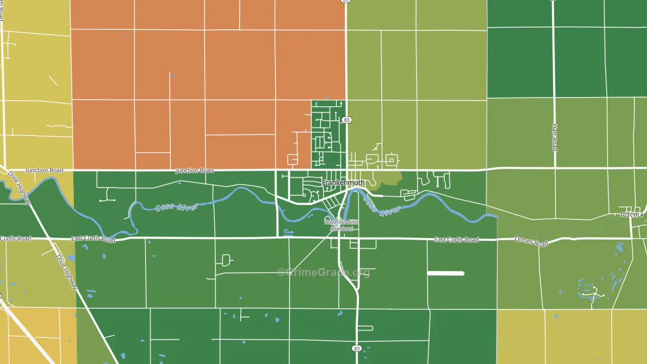 Frankenmuth, MI Map of Assault Rates