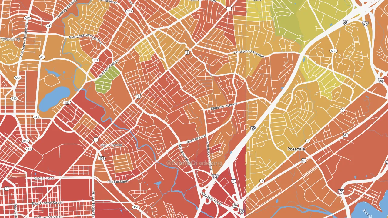 Frankford, Baltimore, MD Map of Assault Rates
