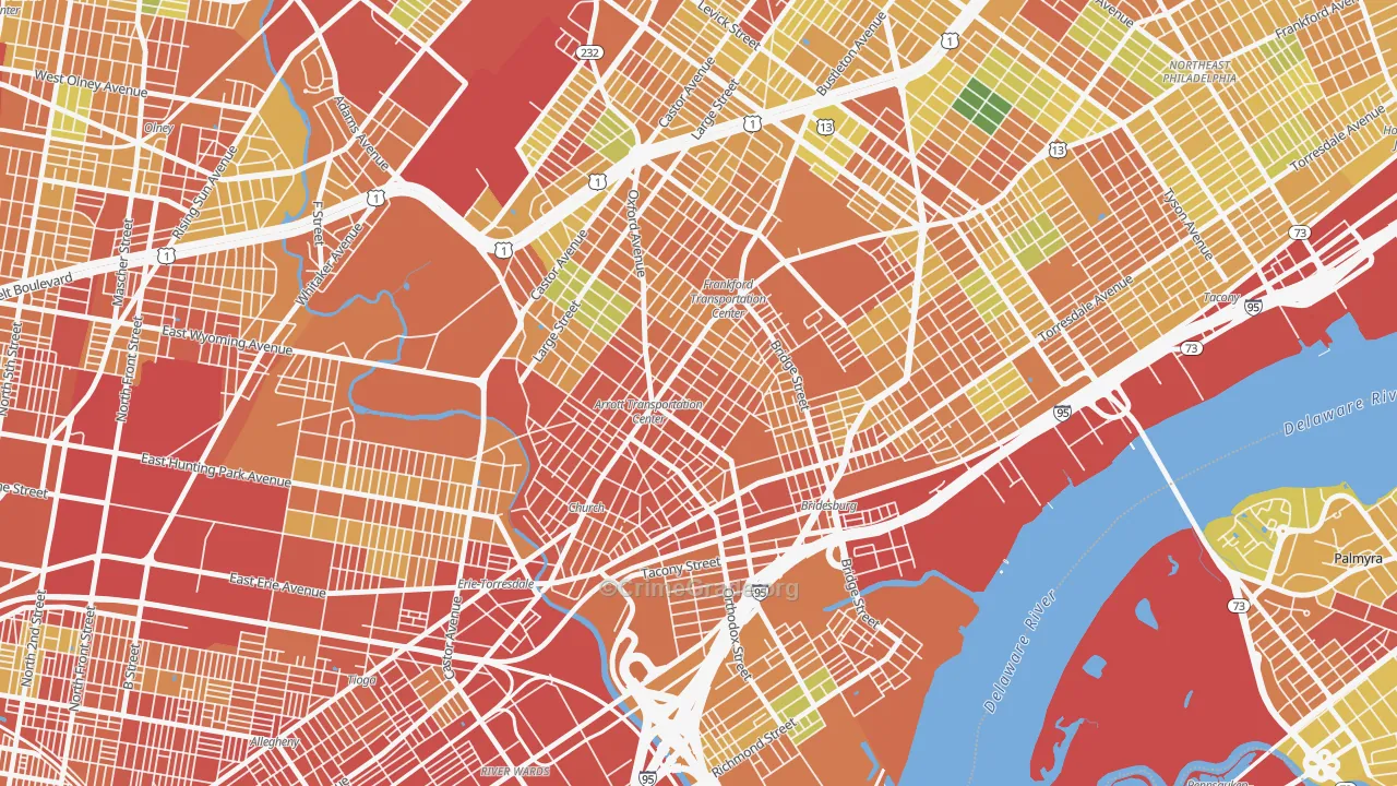 Frankford, Philadelphia, PA Map of Assault Rates