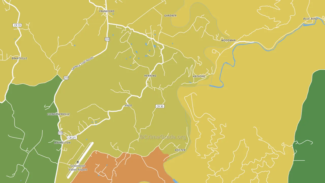 Frankford, WV Map of Assault Rates