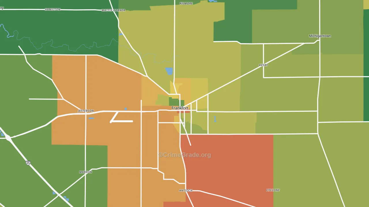 Frankfort, IN Map of Assault Rates
