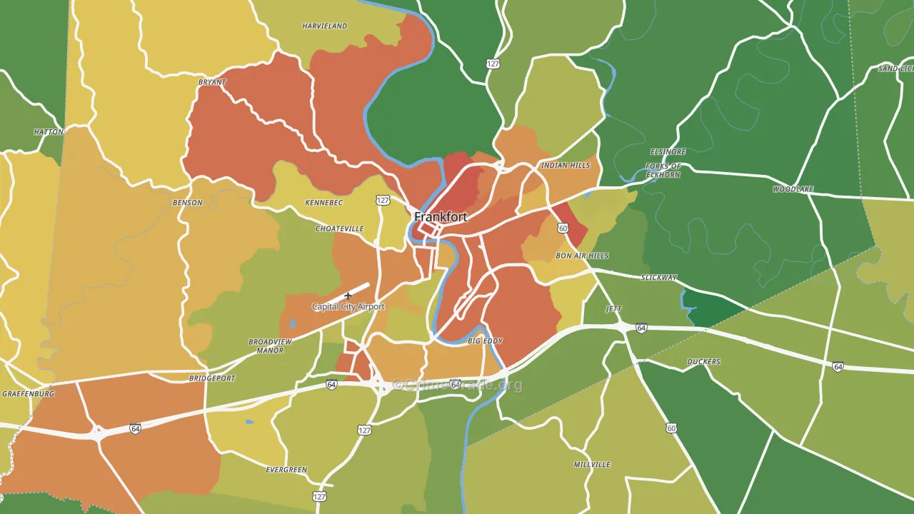 Frankfort, KY Map of Assault Rates