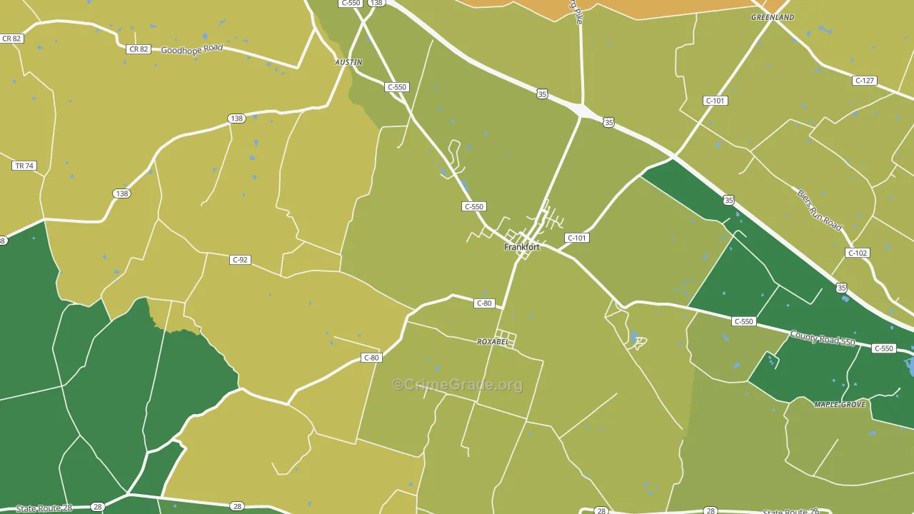 Frankfort, OH Map of Assault Rates