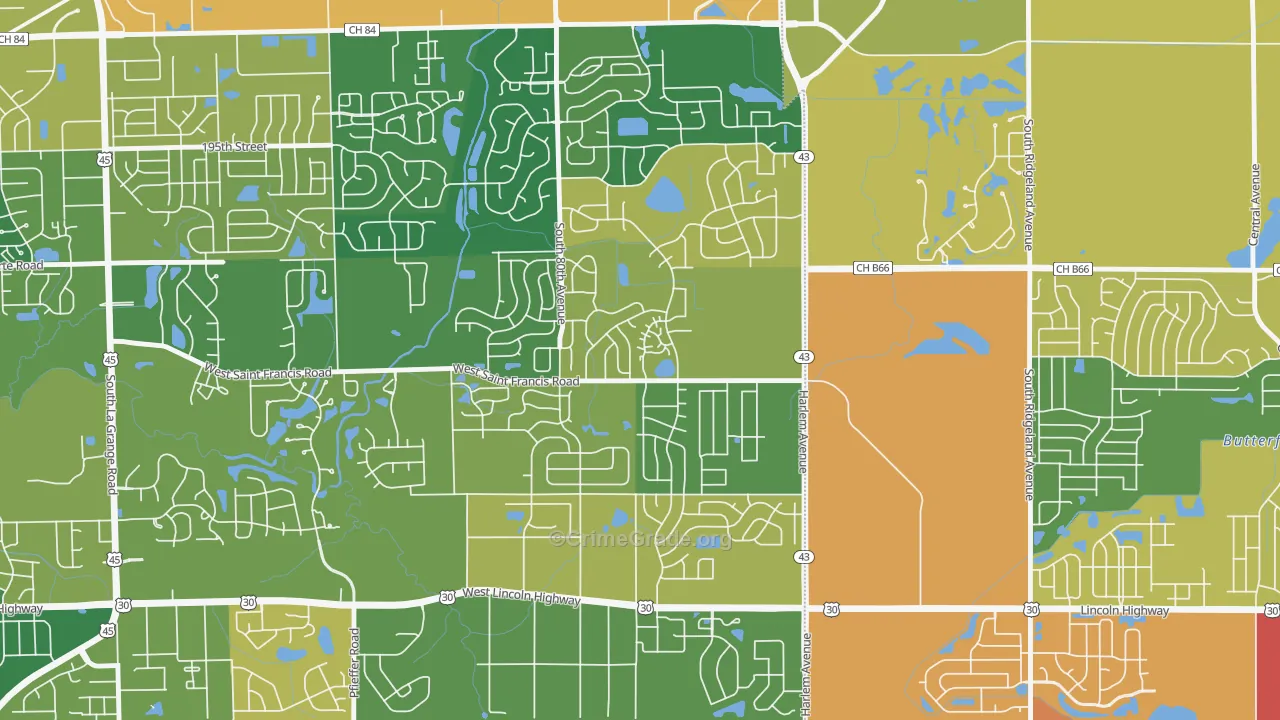 Frankfort Square, IL Map of Assault Rates