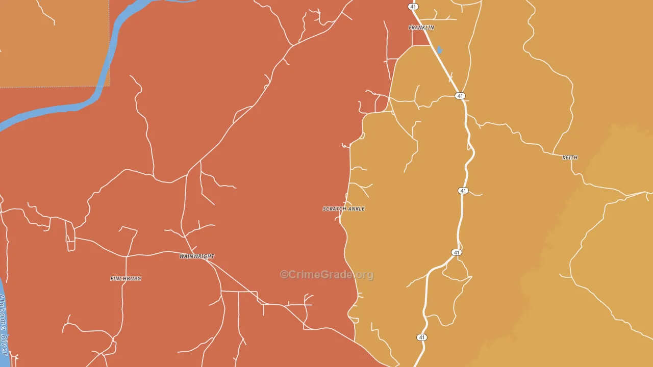 Franklin, AL Map of Assault Rates