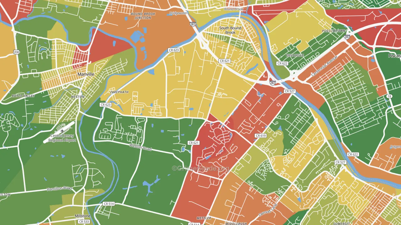 Franklin Center, NJ Map of Assault Rates