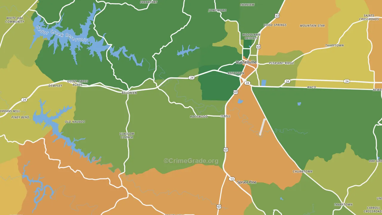 Franklin County, AL Map of Assault Rates