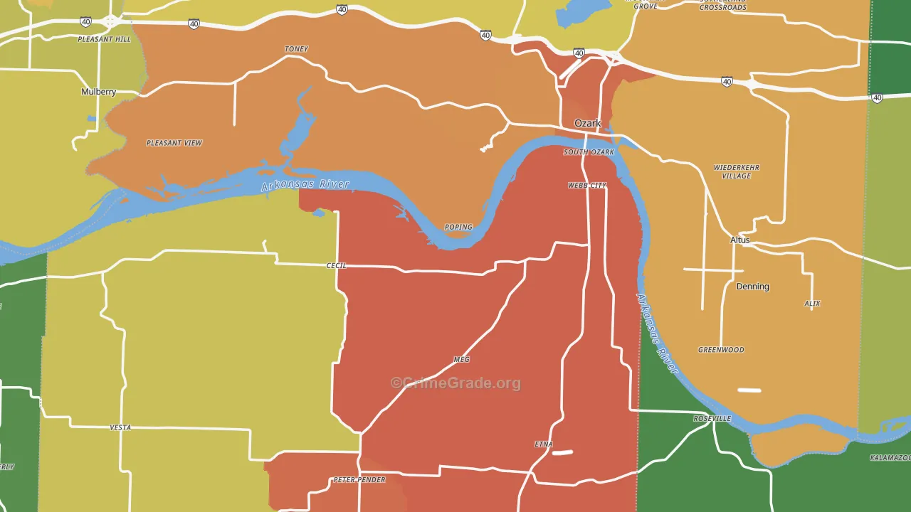 Franklin County, AR Map of Assault Rates