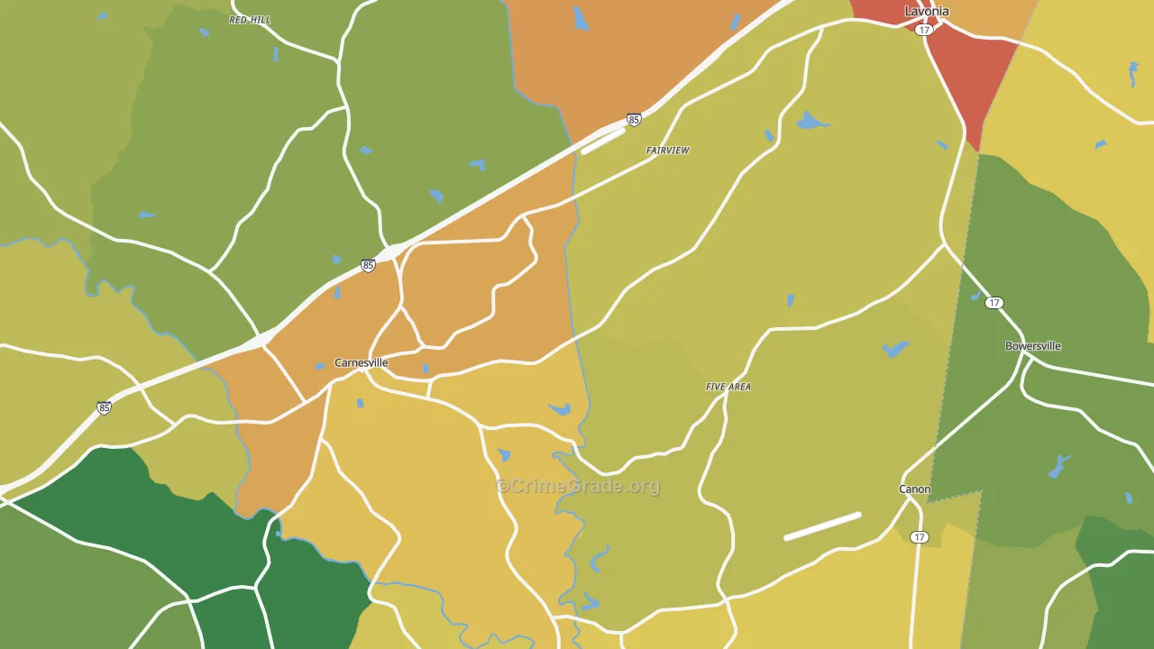Franklin County, GA Map of Assault Rates