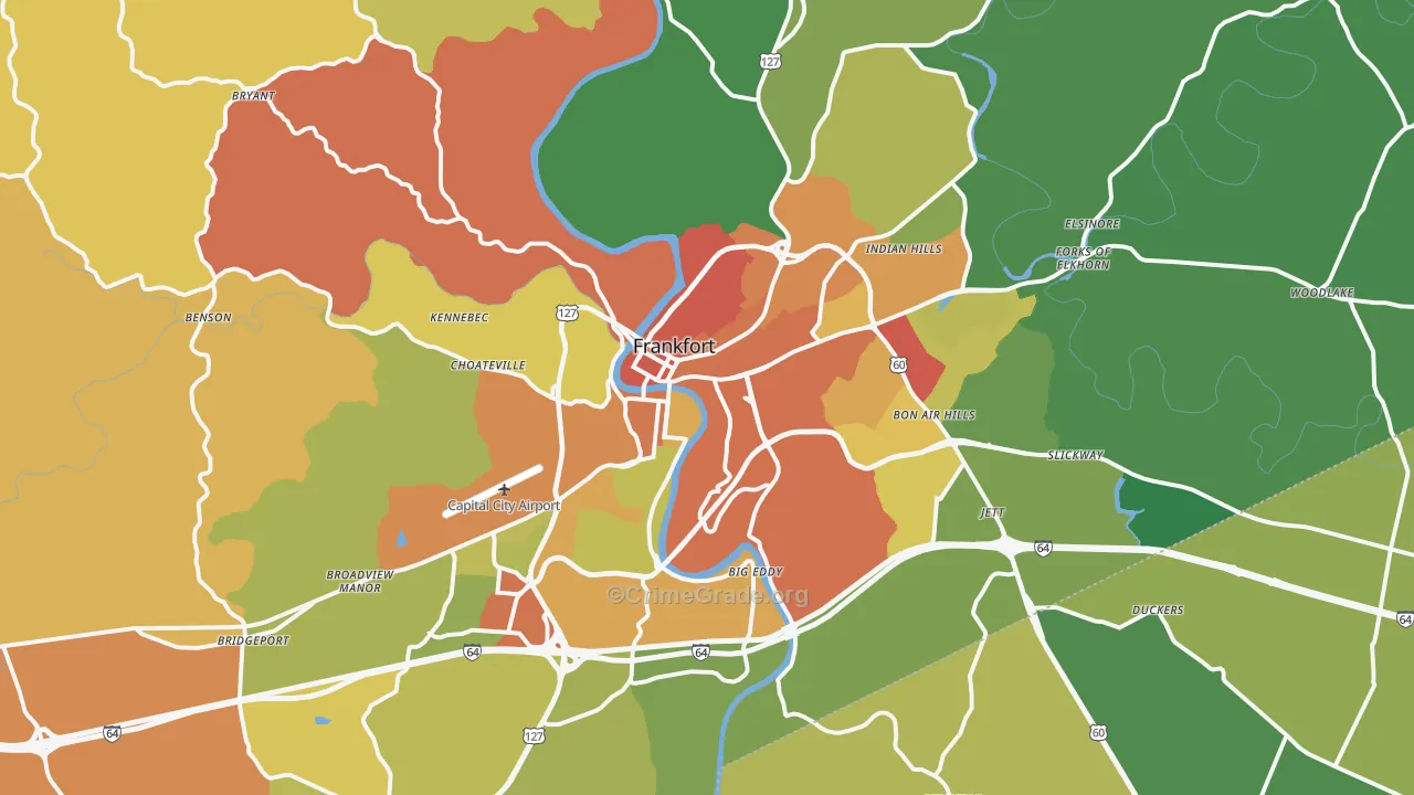Franklin County, KY Map of Assault Rates
