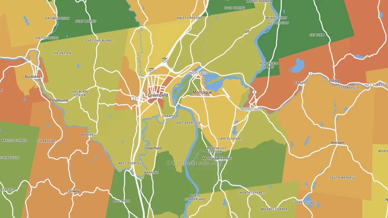 Franklin County, MA Map of Assault Rates