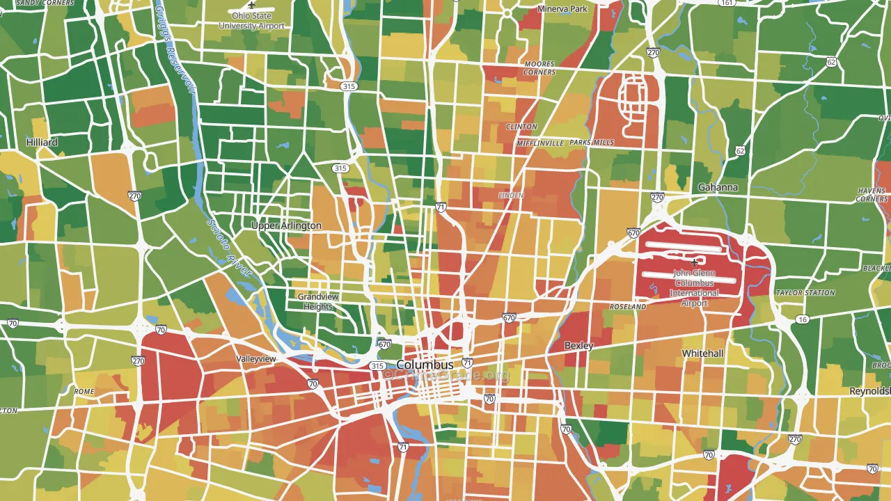 Franklin County, OH Map of Assault Rates