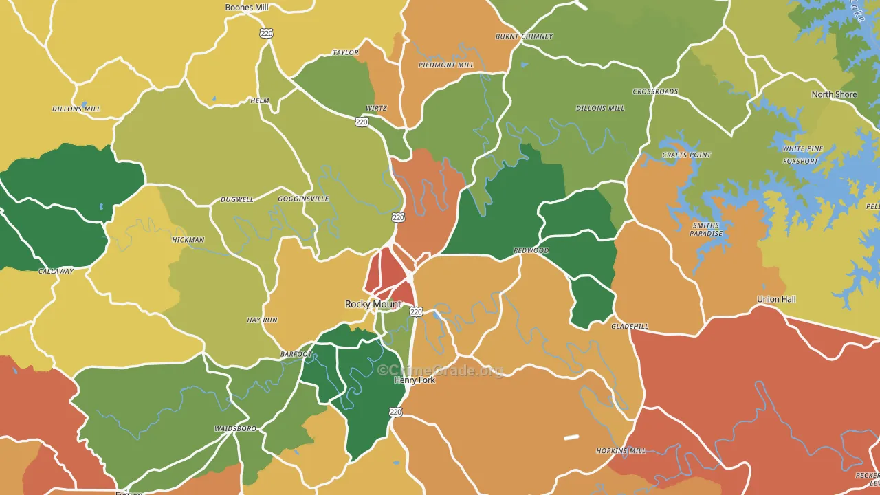 Franklin County, VA Map of Assault Rates