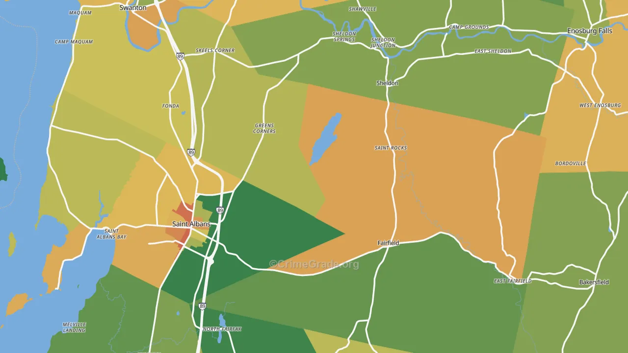 Franklin County, VT Map of Assault Rates