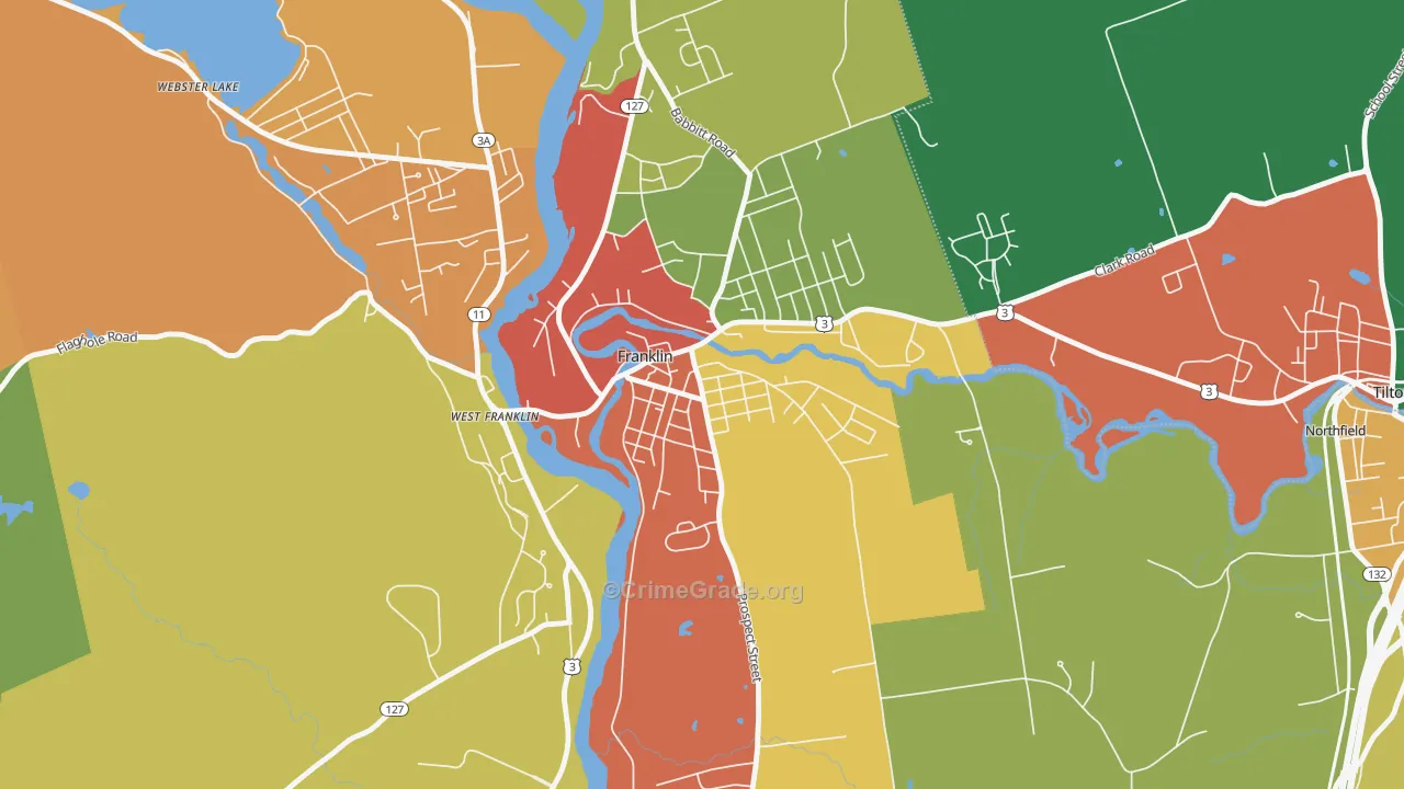 Franklin Falls, Franklin, NH Map of Assault Rates