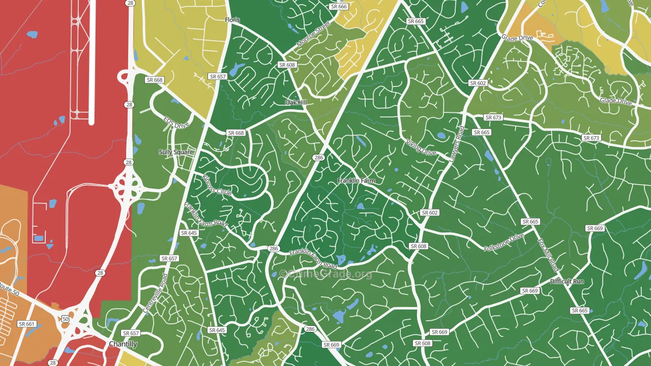 Franklin Farm, VA Map of Assault Rates