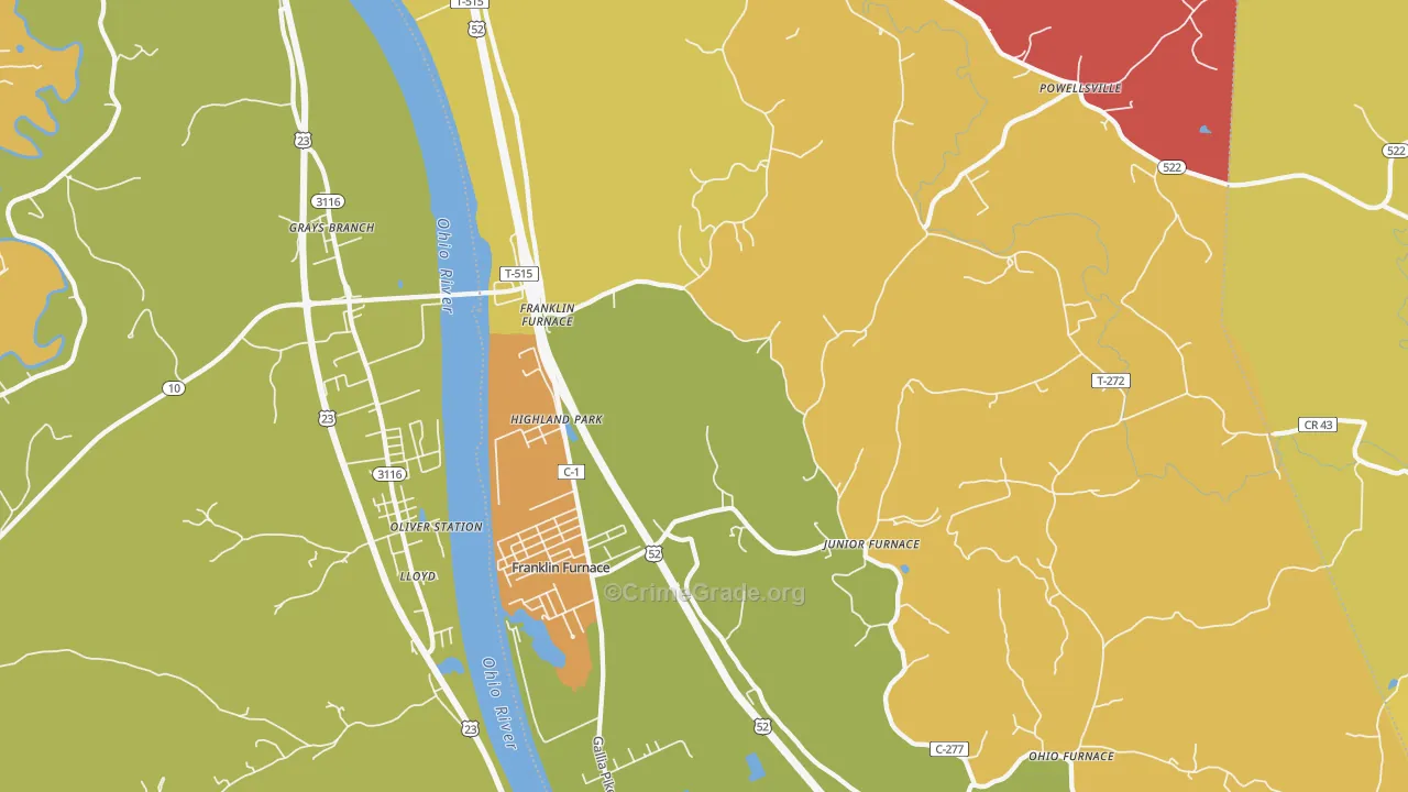 Franklin Furnace, OH Map of Assault Rates