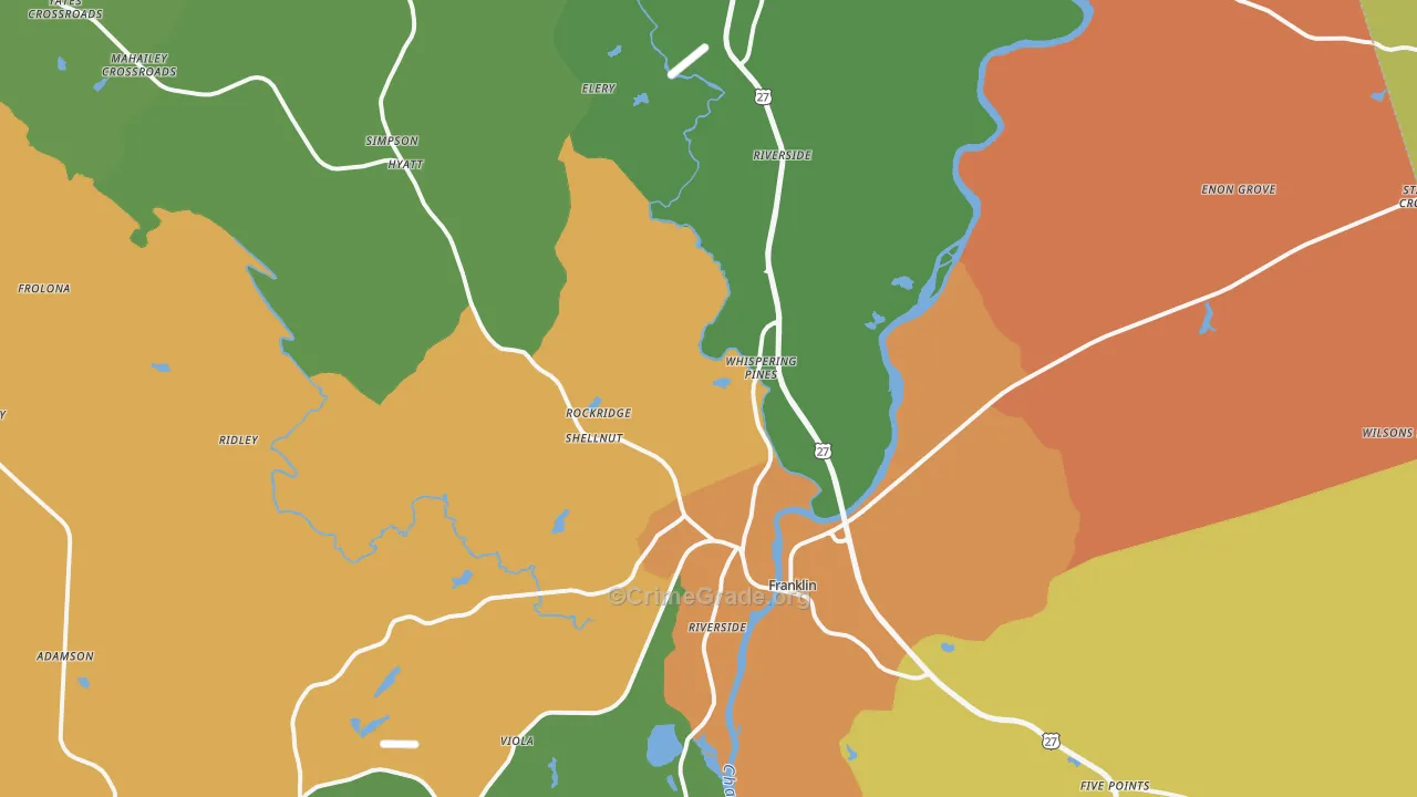 Franklin, GA Map of Assault Rates
