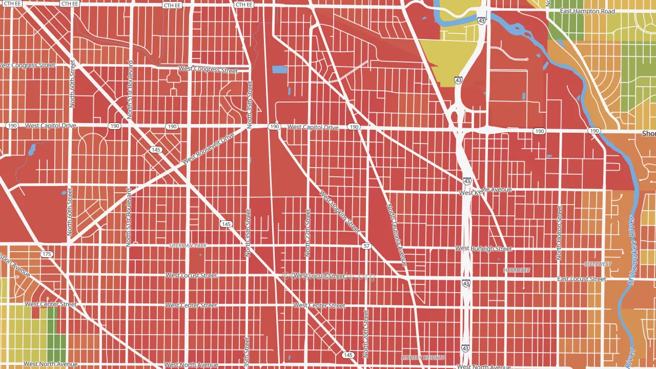 Franklin Heights, Milwaukee, WI Map of Assault Rates